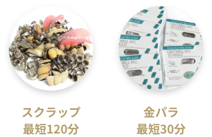 スクラップ最短120分 金パラ最短30分